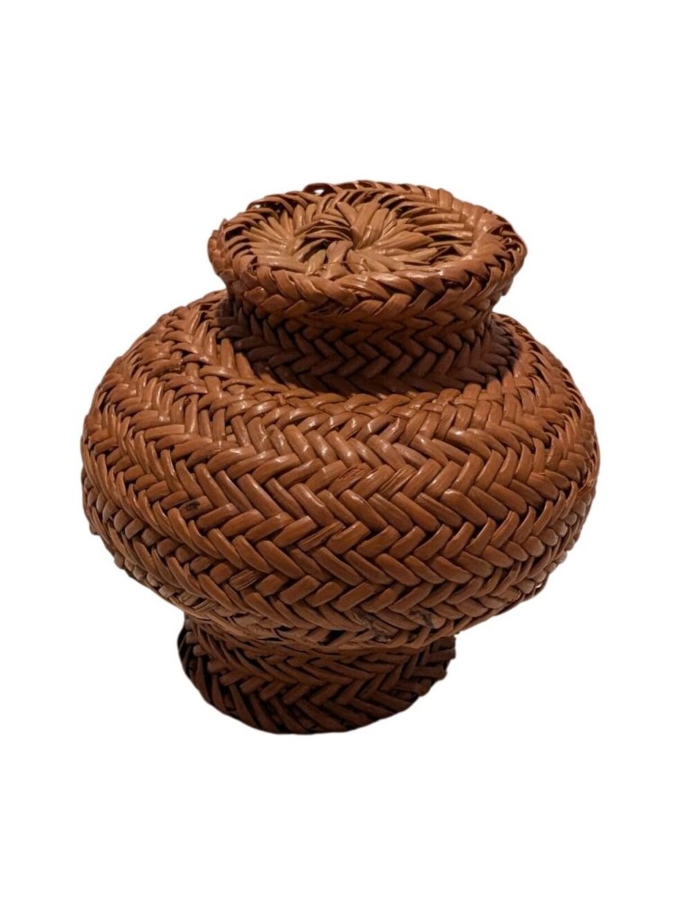 Vintage Hand-Woven Pine Needle Basket Olla Shape Rustic Decor Unique Artisan - Picture 2 of 16